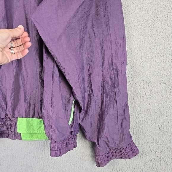Vintage 90’s Men Y2K Champion Windbreaker Lace Up Nylon Jacket Size S Purple/Gre - Picture 15 of 16